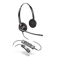Plantronics Poly - EncorePro 525-M USB-A and USB-C USB Headset Optimized for Teams - Acoustic Hearing Protection - Hold & Call Answer Buttons - Dual Ear Wearing Style