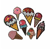 8pcs LIn Cake Iron On Patches Cartoon Embroidery Ice Cream Badges for Sewing Kids Clothing8pcs Embroidery Ice Cream Iron On Patches Cartoon Badges for Sewing Craft DIY