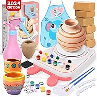 Skirfy Pottery Wheel for Kids-Clay Sculpting Tools & Painting Kit,Birthday Gift Girls Toys 8-10,DIY Kits Clay Maker for Beginners with 6 Packs Modeling Clays, Art&Crafts Kits for Kids Ages 9-12