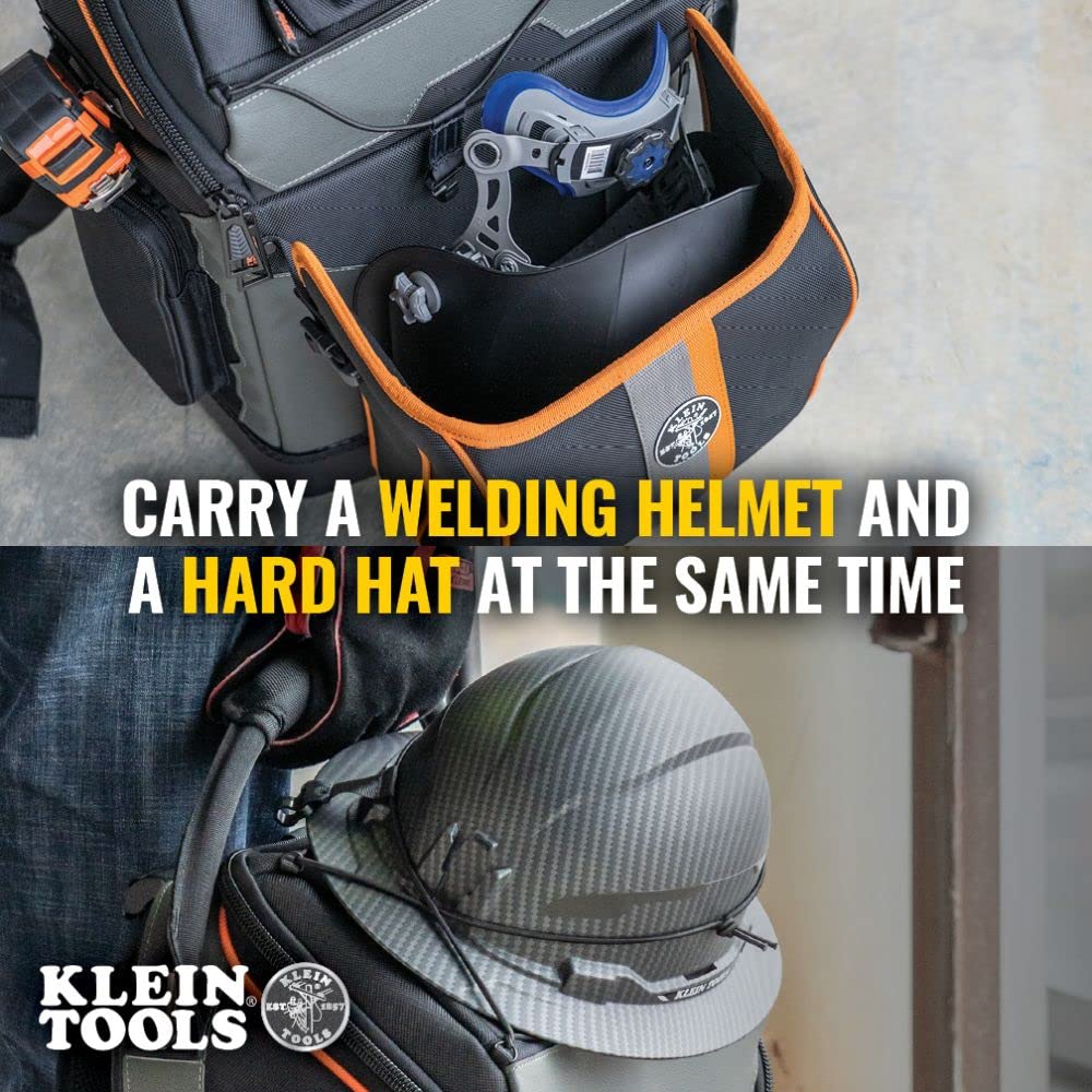 Ironworker and Welder Backpack, Fire Resistant Exterior, 27 Pockets, Hold Welding Helmet, Hard Hat, 36-Inch Connecting Bar