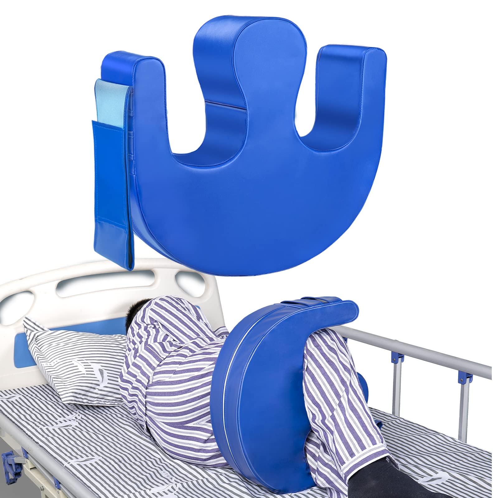 Ginchain Patient Turning Device, Bedridden Elderly Patients Turnover Device, Multifunctional Patient Turning Pillow, Waterproof PU Leather Elderly Turn Over Pillows Bedridden Patient Products (Blue)