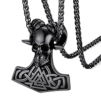 FaithHeart Viking Thor's Hammer Talisman Necklace for Men, Vintage Norse Mjolnir Amulet Pendant with Sturdy Wheat Chain, Stainless Steel Jewelry (Gift Box)