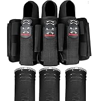Maddog Pro 3+2 Paintball Harness Pod Pack with (3) 150 Round Bones Paintball Pods | Pod Ejection | Adjustable Elastic Velcro Belt