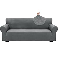 ZNSAYOTX 1 Piece Jacquard Couch Covers for 3 Cushion Couch Living Room High Stretch Sofa Cover Pets Dogs Friendly Anti Slip Thickened Slipcovers Furniture Protector (Large, New Pattern Light Grey)