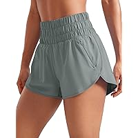 CRZ YOGA High Waisted Dolphin Running Shorts for Womens Mesh Liner Gym Workout Athletic Shorts with Zipper Pocket