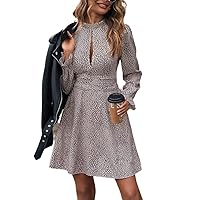 Dresses for Women - Allover Print Cut Out Front Dress (Color : Multicolor, Size : Small)