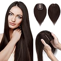 Hairro Hair Topper Human Hair, Clips in Virgin Hair Hairpieces for women, 4