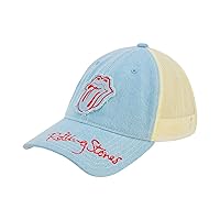Concept One Rolling Stones Men's Trucker Hat, Lips Logo Adjustable Snapback Baseball Cap with Curved Brim