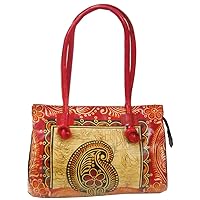 Crafts of India Paisley Batik Design 100% Pure leather Handmade Shantiniketan Shoulder Bag