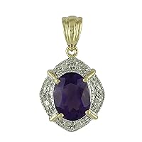Amethyst Natural Gemstone Oval Shape Pendant 10K, 14K, 18K Yellow Gold Party Jewelry