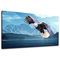 Flying Eagle Canvas Wall Art - Nature Pictures for Wall Decor Snow Mountain Forest Lake Painting Print Artwork for Living Room Bedroom Home Office Wall Decoration 24