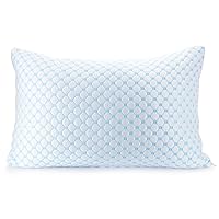 Clara Clark Cooling Pillows for Sleeping - Memory Foam Pillows - Luxury Gel Pillow with Reversible Cover Cool to Velvety - Breathable Bed Pillows for Side Sleepers - Queen - 18 x 26