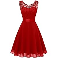 BeryLove Cocktail Dresses Prom Dress for Teens Wedding Guest Sleeveless Lace Formal Dresses