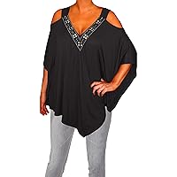 Plus Size Cold Off Shoulder Top for Women Black Flowy Shirt on Top of Your Cute Jeans, Plus Size Clubwear