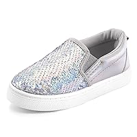 K KomForme Toddler Slip on Sneakers Girls Sparkle Sequins Canvas Walking Shoes