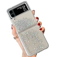Designed for Samsung Galaxy Z Flip 3 Case Glitter for Women Girls Flowing Floating Liquid Quicksand Bling Sparkle Clear Fun Soft TPU Bumper Slim Shockproof Cover for Galaxy Z Flip 3 5G Colorful
