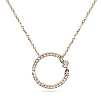 18K Yellow/White/Rose Gold Fancy Halo 3 Stone Necklace With 0.51 TCW Natural Diamond (Multi Shape, Multi-colored, VS-SI2) Dainty Necklace, Necklaces For Women, Fine Jewelry For Women, Gift For Her