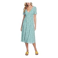 Short Sleeve Folk Silhouette Floral Button Front Dress