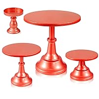 4 Pcs Red Cake Stand Set Round Metal Cake Stands Metal Cupcake Holder Red Dessert Table Display Set for Wedding Birthday Party Baby Shower Anniversaries Supplies