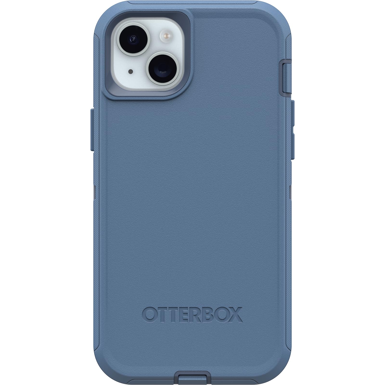 OtterBox iPhone 15 Plus and iPhone 14 Plus Defender Series Case - BABY BLUE JEANS (Blue), screenless, rugged & durable, with port protection, includes holster clip kickstand