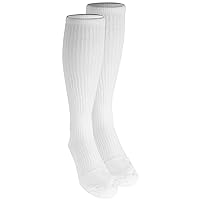 Men's Compression Gym Socks, 15-20 mmHg, Knee High Over Calf Length Athletic Wear for Sports, White, Medium