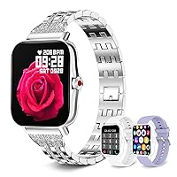 3 Bands Smartwatch,Call & Message Notifications Smart Watch for Women with Heart Rate/Blood Pressure/SPO2 Monitor