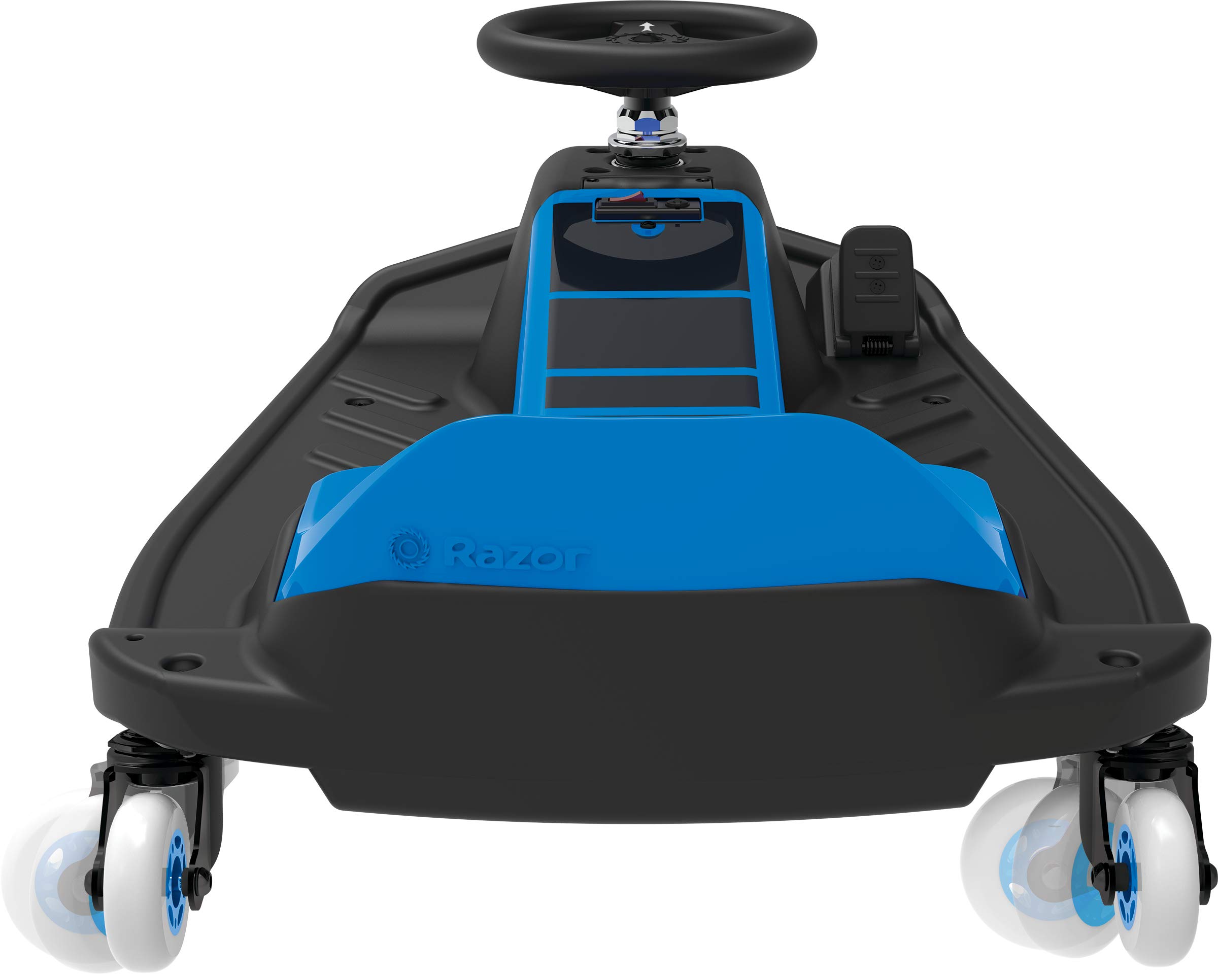 Razor Crazy Cart Shift for Kids Ages 6+ (Low Speed) 8+ (High Speed) - 12V Electric Drifting Go Kart for Kids - High/Low Speed Switch and Simplified Drifting System, for Riders up to 120 lbs,Black/Blue