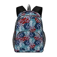 ALAZA Octopus in Stripes and Hexagon Geometric Backpack Daypack Laptop Work Travel College Bag for Men Women Fits 15.6 Inch Laptop