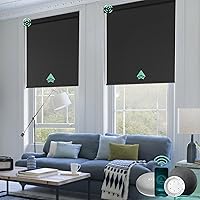 Yoolax Motorized Blinds with Remote, Blackout Smart Blinds Automatic Shades for Windows, Electric Blinds Compatible with Alexa Window Roller Shades with Valance (V-Midnight Stripe)