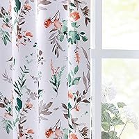 MYSKY HOME Living Room Curtains 95 inches Long Floral Fall Curtains Thermal Insulated Room Darkening Curtains Bedroom Light Blocking Grommet Drapes for Dining Room Sliding Door, 2 Panels, Orange