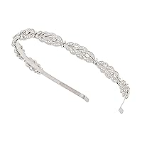 Flower Design Rhinestone Crystal Wedding Headband Bridal Headpieces Simple Design Bridal Headband (Silver)