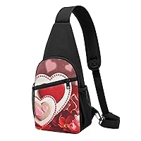 Sling Bag Crossbody for Women Fanny Pack Happy Valentine's Day Chest Bag Daypack for Hiking Travel Waist Bag