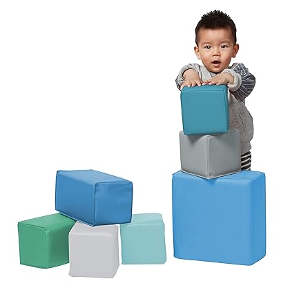 ECR4Kids SoftZone Toddler Foam Building Blocks, Foam Playset, Contemporary, 7-Piece