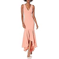 Dress the Population Women's Demi Plunging Hi-lo Sleeveless Stretch Gown Dress