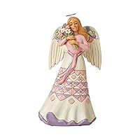 Enesco Jim Shore Heartwood Creek Angel Holding Pastel Flowers Figurine, 8 Inch, Multicolor