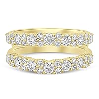 14K Gold Diamond Enhancer Guard Ring - Round-Cut Diamond Anniversary Ring