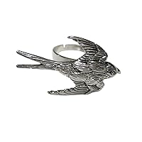 Silver Toned Sparrow Bird Adjustable Size Fashion Ring