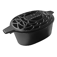 Wood Stove Steamer Rust Resistant,Fireplace Humidifier Pot Cast Iron Steamer for Home Indoor Decorative,2.5 Quart Capacity Matte Black