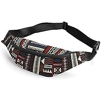 Kente African Ethnic Pattern Waist Fanny Packs for Men Women Sports Belt Bag Crossbody Print Design