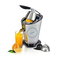 Powerful electric juicer with high juice yield | Citrus juicer 200W + 2 cones | Lemon, lime, orange juice squeezer machine with innovative lever press | exprimidor de naranjas electrico