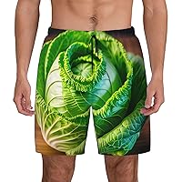 Bright Cabbage Mens Swim Trunks - Beach Shorts Quick Dry with Pockets Shorts Fit Hawaii Beach Swimwear Bathing Suits