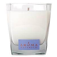 Aroma Naturals Tranquility Square Glass Soy Candle, Lavender, 6.8 Ounce