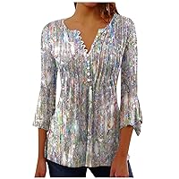 Plus Size Tops for Women Fall Tunic Tops To Wear with Leggings 3/4 Bell Sleeve Casual Swing Loose T Shirts Blouses