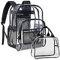 PACKISM Clear Backpack, Heavy Duty Clear Backpack for Adults, Transparent Backpack and Handbag for Women Men, School, Workplace, Travel, College, Black(for age 12 above)