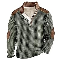 HABEN Mens Casual Henley Pullover Corduroy Polo Sweatshirt Thermal Long Sleeve Stand Collar Slim Fit Sweater Tactical Jacket