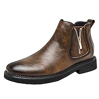 Mens Boots Casual Dress Chelsea Boot Fashion Leather Double Side Zipper Chukka Boots for Men