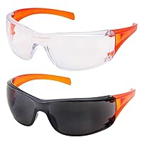 2 Pack Combo Womens Safety Glasses Impact Resistant Clear Smoke Lens