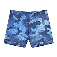 Boys' Swim Boxer Shorts Blue Paper Camo Kid's Swimwear Swim Trunks 3-10T