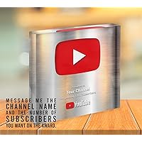 Custom YouTube Play Button Award Customizable Personalized Gift for Your Channel and Follower, Silver
