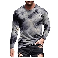 Men's Long Sleeve Crewneck Gradient T-Shirt Casual Fashion Lightweight Tee Tops Slim Fit Workout Muscle Shirts Tops